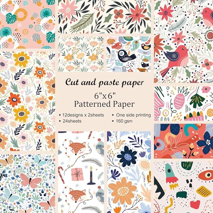 6x6” 160gsm cardstock Single Sided Scrapbooking 24 Papers Pad vintage decoupage by Mifuner