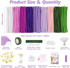 Cwczhi 600 PCS Pipe Cleaners Craft, 9 Colors Purple Pipe Cleaner Flower Kit | - Image 2