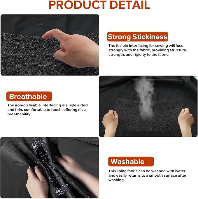 ZOMONETI Medium Weight 17in x 30yd Black Iron On Non-Woven Fusible Interfacing - Image 5