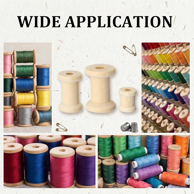 30 Pcs Wooden Spools, 3 Sizes Wooden Spools - Image 4