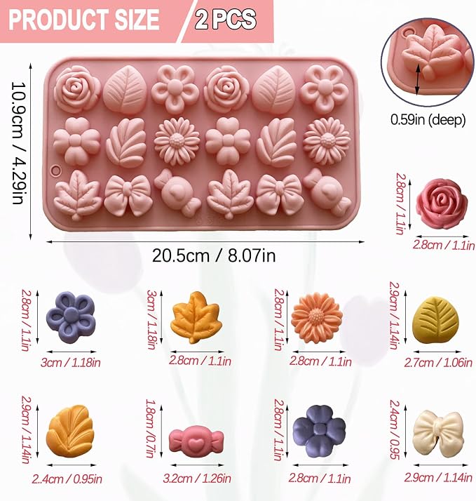 Flower Candy Molds Silicone 2PCS Daisy Flower Chocolate Molds Tulip Flower Mold - Image 2