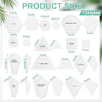 Cinnvoice 612 Pcs Patchwork Paper EPP English Piecing Supplies 12 Shapes - Image 2