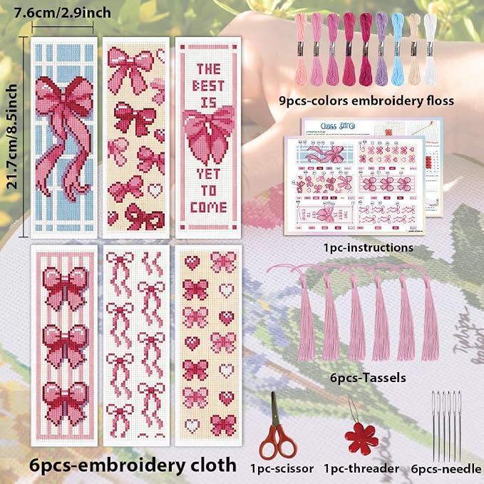 ACRNIGHEET 6PCS Cross Stitch Bookmark Kit - Image 2