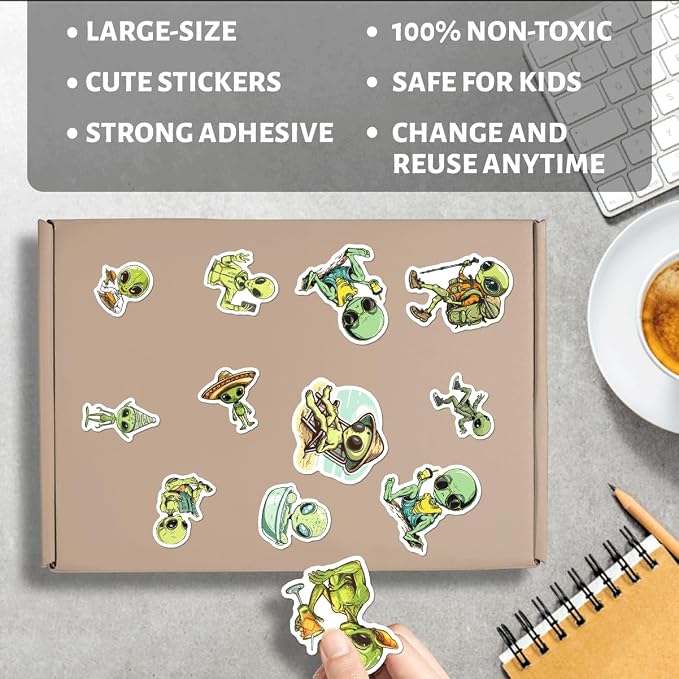 Funny Alien Lifestyle Stickers Pack 50Pcs Cool Vinyl Decals - Image 4