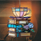 Flowers Book and Tea Acrylic Suncatcher Stained Glass Effect Window Car Hanging - Image 7