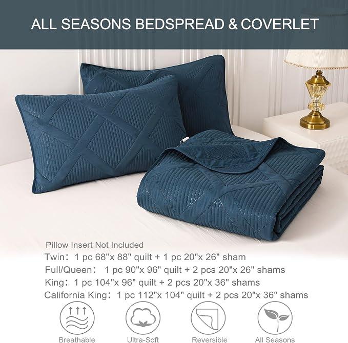 Exclusivo Mezcla Oversized King Quilt Set- Navy Blue Cal King Quilts Bedding Set - Image 6
