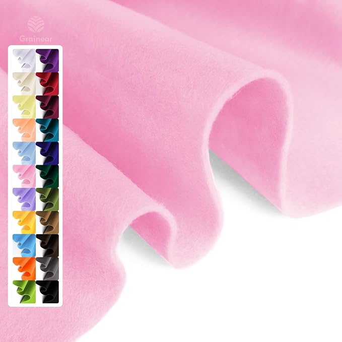 Baby Pink Soft Felt Fabric Sheet 36" x 36", 1.6mm Thick, Premium Craft Felt by Grainear