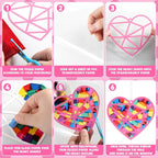 32 Sets Valentines Day Heart Suncatchers Craft Kit DIY Window Stained Glass - Image 3