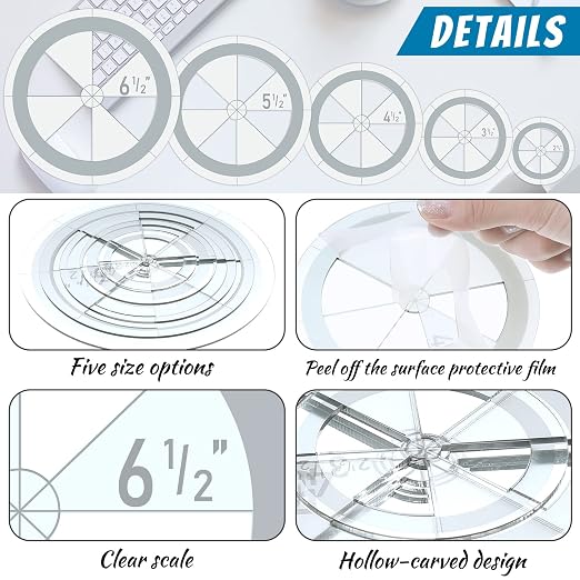 Geyee 5 Pcs Circle Ruler Quilting Template Set Circle Templates - Image 2