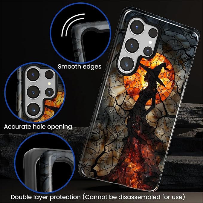 Case for Samsung Galaxy S26 Ultra Case, Halloween Witch Moon Stained Glass - Image 5