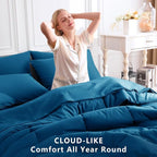 CozyLux Full Size Comforter Sets Teal, 7 Pieces Bed in a Bag, Teal Comforter - Image 4