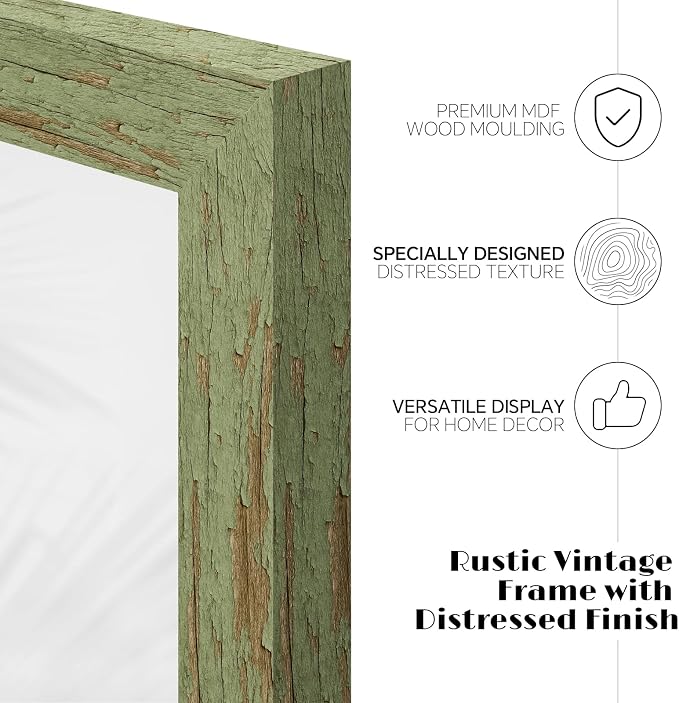 puthiac 4x6 Rustic Farmhouse Picture Frame, Weathered Green, 1 Pack | - Image 2