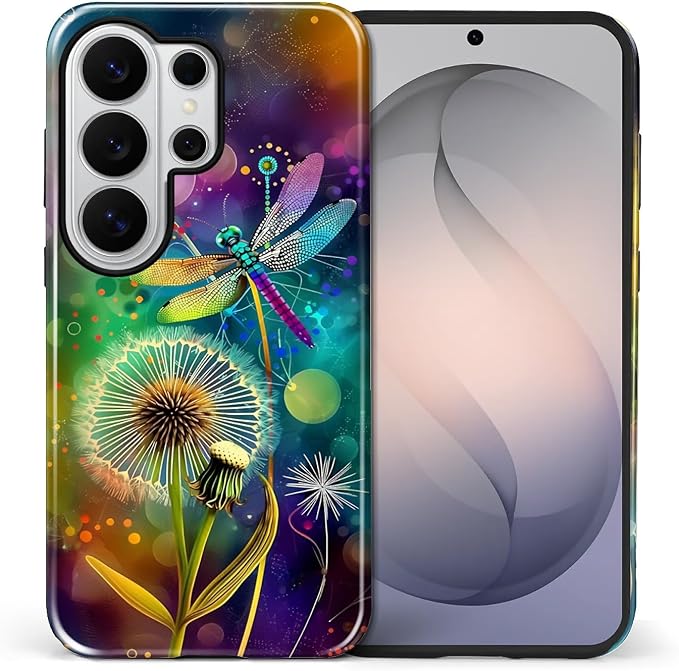 for Samsung Galaxy S26 Ultra Case, Dragonfly Dandelion Colorful Pattern Glossy - Image 2