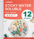 FURWEY 12PCS 8.5"x11" Wash Away Embroidery Stabilizer – Self Adhesive & by FURWEY
