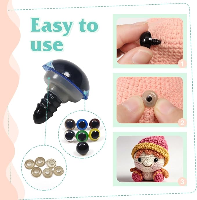 TOAOB 140pcs 14mm Colorful Plastic Safety Eyes Craft Eyes - Image 5