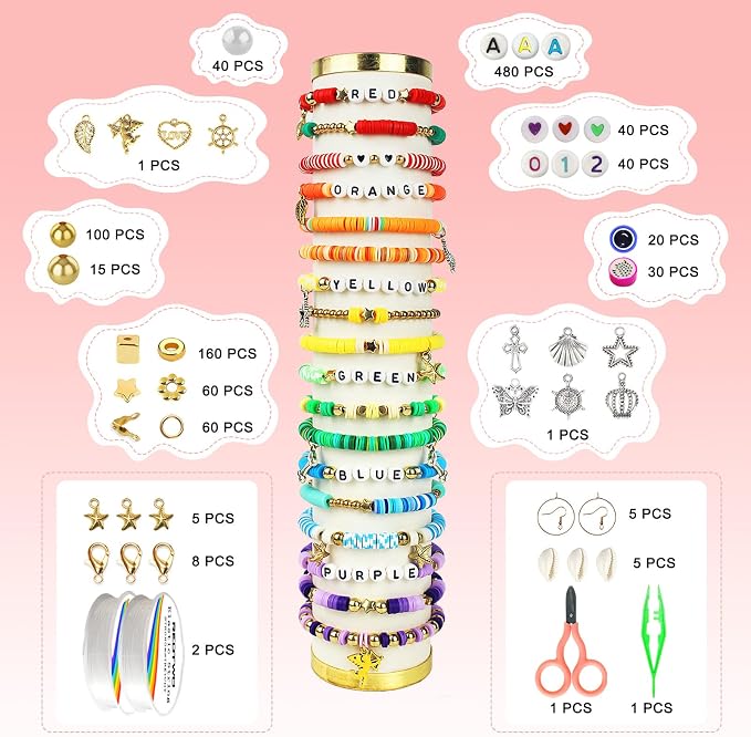 Redtwo 23000Pcs Clay Beads Friendship Bracelet Making Kit, 7 Boxes 144 Colors - Image 3