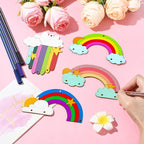 LiQunSweet 40 Pcs 4 Styles Rainbow Theme Unfinished Wood Cutout Cloud Rainbow - Image 4