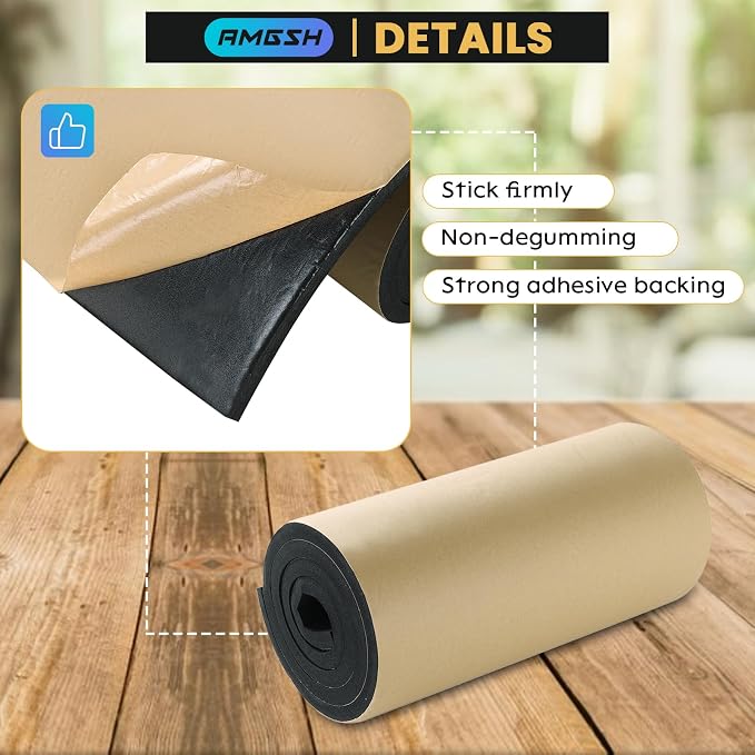 Sponge Neoprene with Adhesive Foam Rubber Sheet, 1/2" T x 12" W X 54" L - Image 5