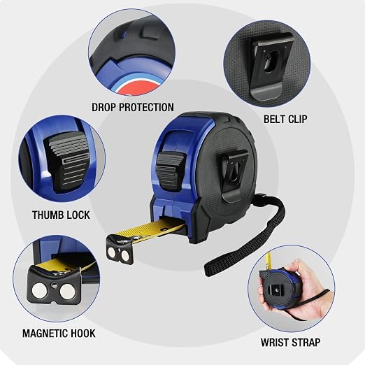 WORKPRO 25FT Tape Measure, 1/8 Fractions Easy Read Measuring Tape, Retractable - Image 2