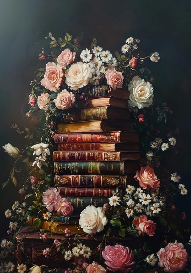 Book Flower Diamond Art Kits for Adults, DIY 5D Vintage Diamond Painting Kits by RYMILIE