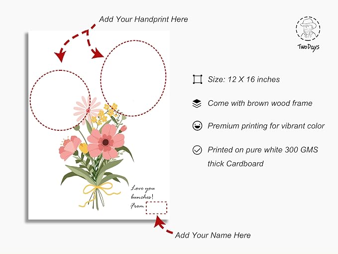 TwoDays Flower Bouquet Handprint Art Craft DIY Kit, Unique Gifts - Image 4