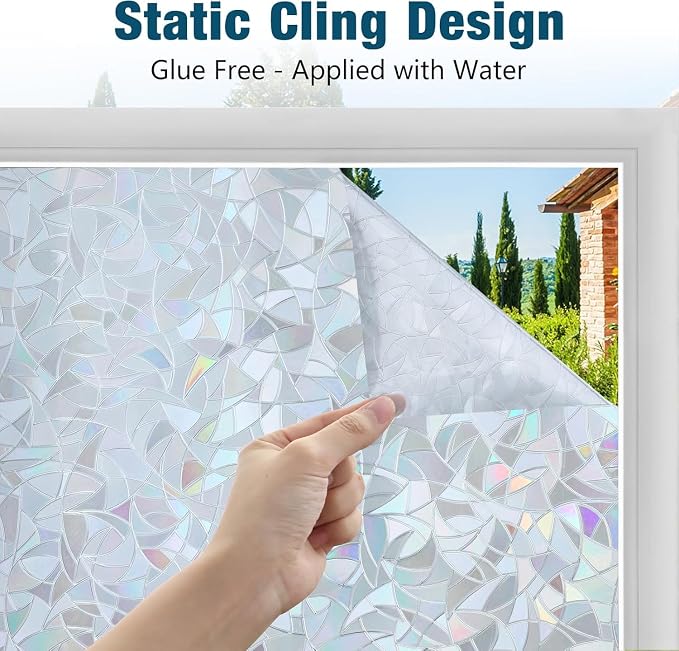 rabbitgoo Window Privacy Film Rainbow Film Decorative Window Sticker, 3D Static - Image 4