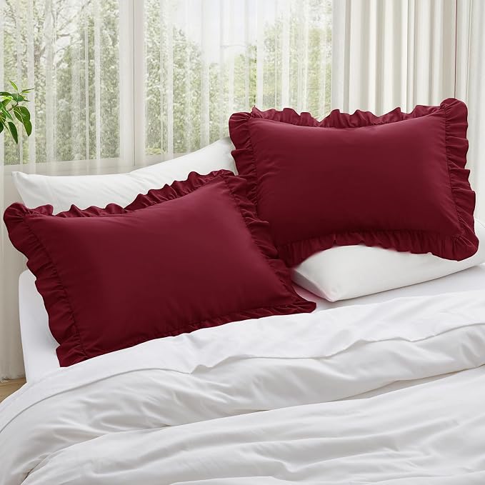 KKJIAF Ruffle Pillow Cases Standard Size Set of 2, Ruffled Pillow Covers - Image 2