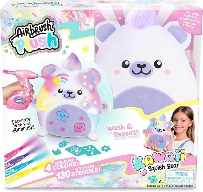 Canal Toys Airbrush Plush Kawaii Squish Bear: Includes Plush Bear, Airbrush Set by CanalToysUSALtd