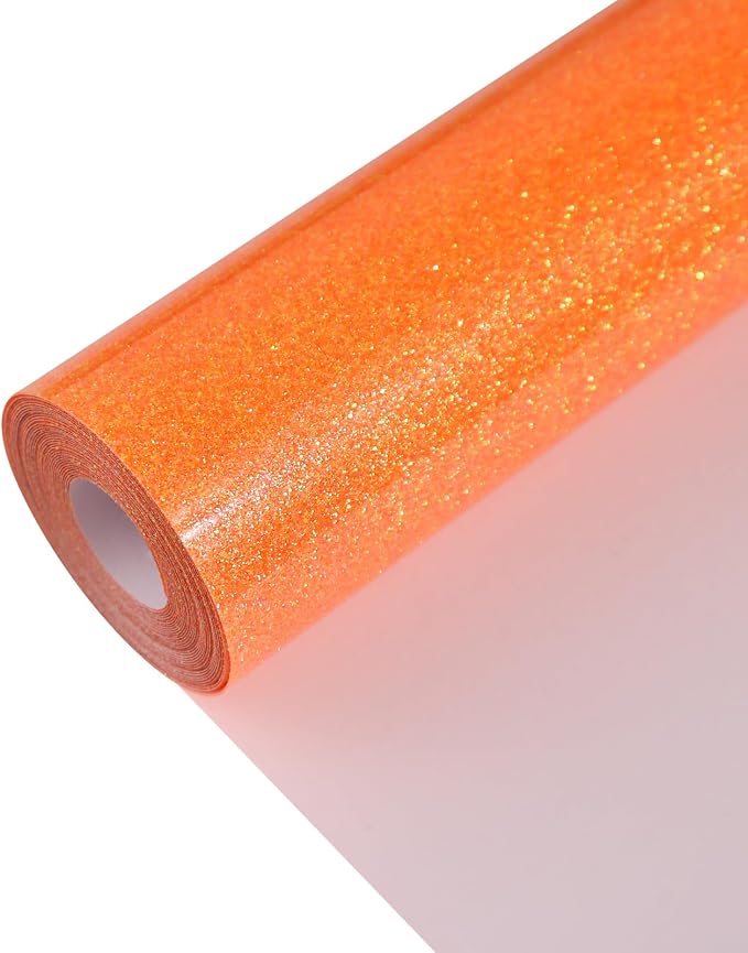 Neon Orange Glitter Heat Transfer Vinyl 12" x 15 ft HTV by MerryMade