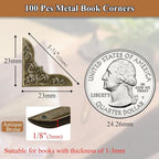100pcs Metal Book Corner Protectors, Bronze Decorative Scrapbooking Photo - Image 2