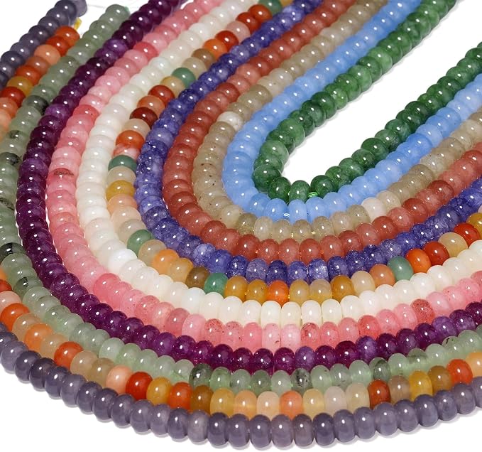 Songxi 5x8mm Natural Purple Colored Jade Stone Rondelle Beads, Gemstone - Image 9