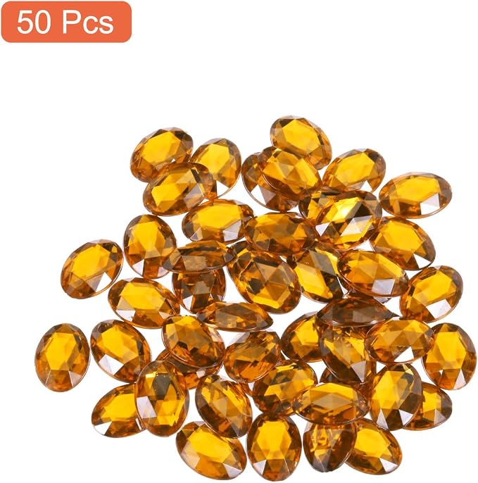MECCANIXITY 50Pcs Acrylic Oval Gems 13x18 mm Flat Back Artificial Rhinestones - Image 3