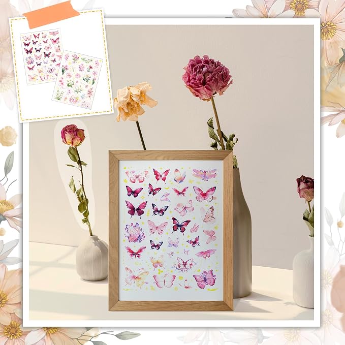 Transparent Floral Butterfly Scrapbook Stickers Pack, Waterproof Dreamy Decals - Image 6