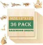 36 Pack 12"x12" Basswood Sheets 1/8", 3mm by QSJQllo