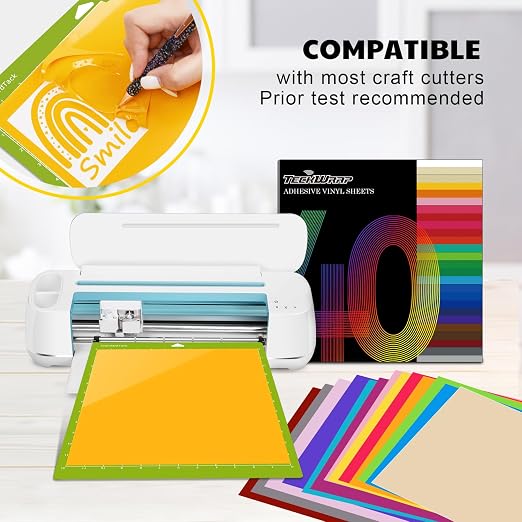 TECKWRAP Permanent Vinyl 12" x 12" 40 Sheets/Pack Assorted Colors Adhesive - Image 4