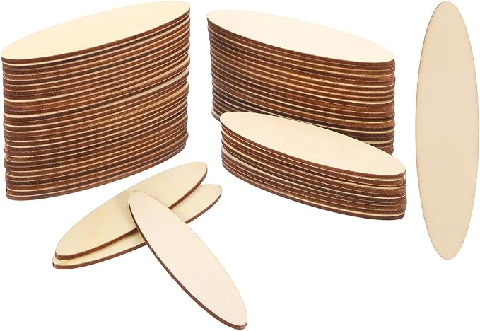 PATIKIL 60PCS Oval Wood Pieces 3.1 Inch Unfinished Oval Shape Wooden Blank by PATIKIL