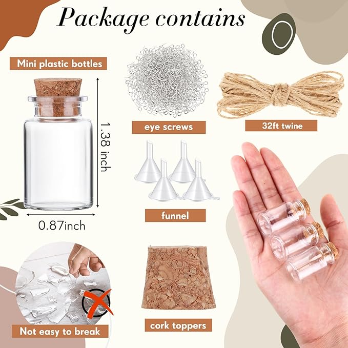 Bokon 100 Packs Mini Plastic Bottles - Image 2