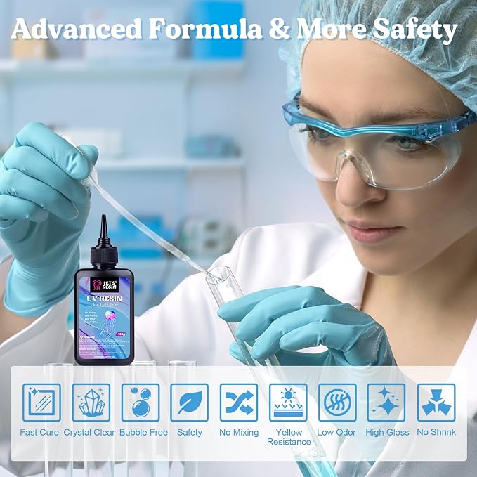LET'S RESIN UV Resin with Light, Upgraded 200g Crystal Clear&Low Odor, UV Light - Image 3