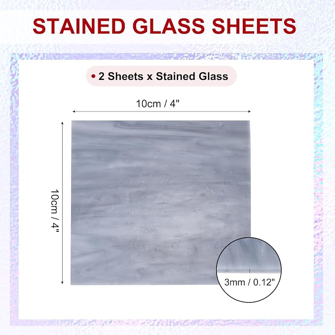PATIKIL 4 x 4 Inch Transparent Stained Glass Sheets, 2 Sheets Mosaic Glass - Image 2