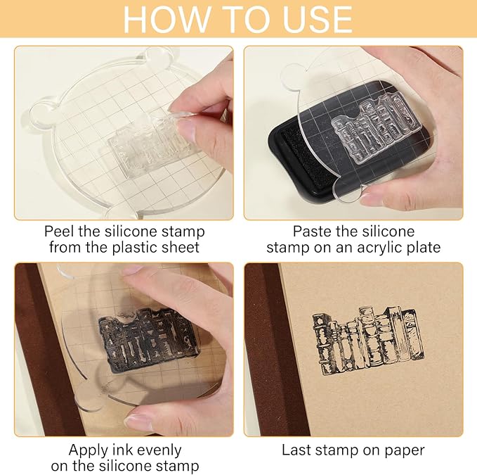 GLOBLELAND Books Clear Stamps Library Card Silicone Clear Stamp Reading List - Image 3