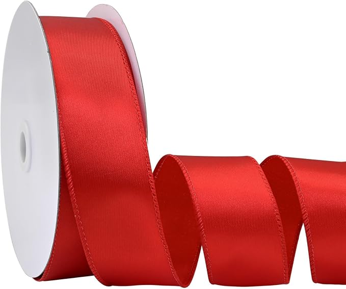 Red 1.5 Inch Continuous 25 Yards Satin Wired Ribbon by Simplegoal