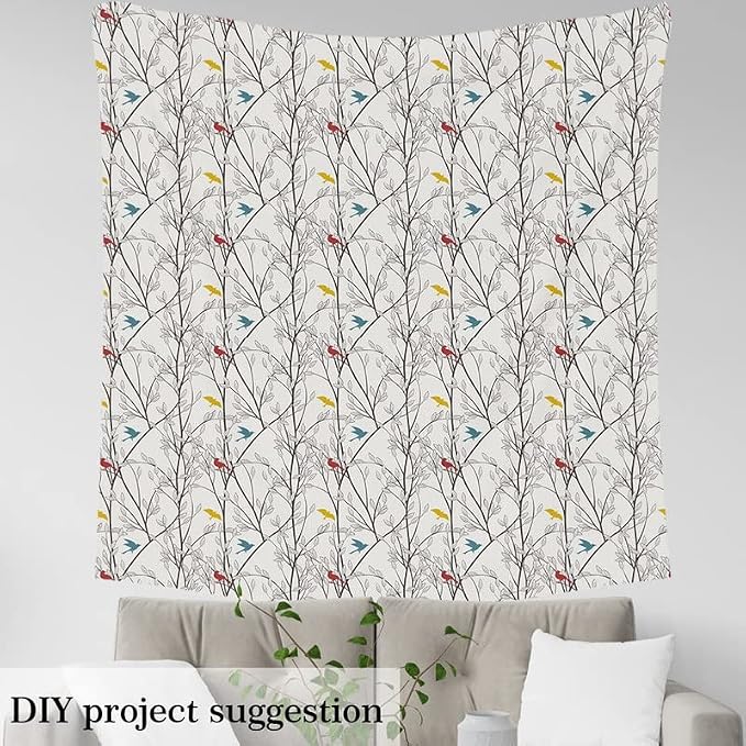 Feelyou Tree Branches Upholstery Fabric by The Yard, Nature Cute Birds - Image 3