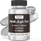 Nicpro Metallic Silver Acrylic Paint, 8.45oz/250ml Silver Leaf Paint | Non Toxic by Nicpro