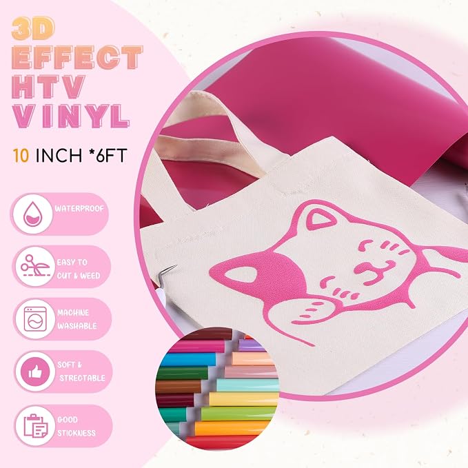 Tintnut Purplish Pink Puff Heat Transfer Vinyl Roll, easy cut & weed, stretch - Image 2