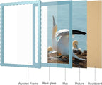 12x16 Picture Frame with Mat for 11x14, Wavy Edge Wooden Real Glass Photo Frame - Image 5