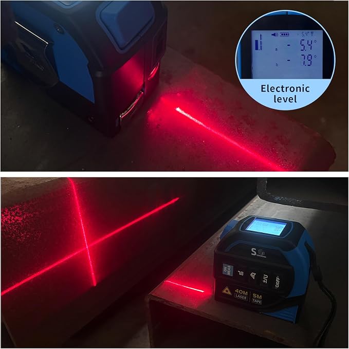 4-in-1 Laser Tape Measure with Laser Level Crosshairs |130ft/40m Laser - Image 6