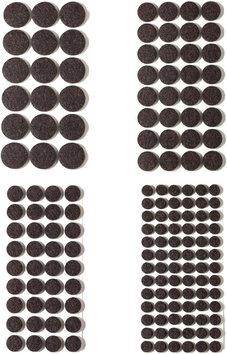 Felt Furniture Pads for Hardwood Floors 164 Piece, Furnigear Anti Scratches Felt Pads for Round Chair Feet Self Adhesive Chair Felt Pads Sliders Moving Your Furniture Smoothly, Brown