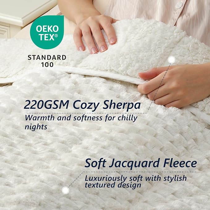 Mr. Sandman Weighted Blankets for Adults Full Size 15lbs, Warm Sherpa Fleece - Image 2