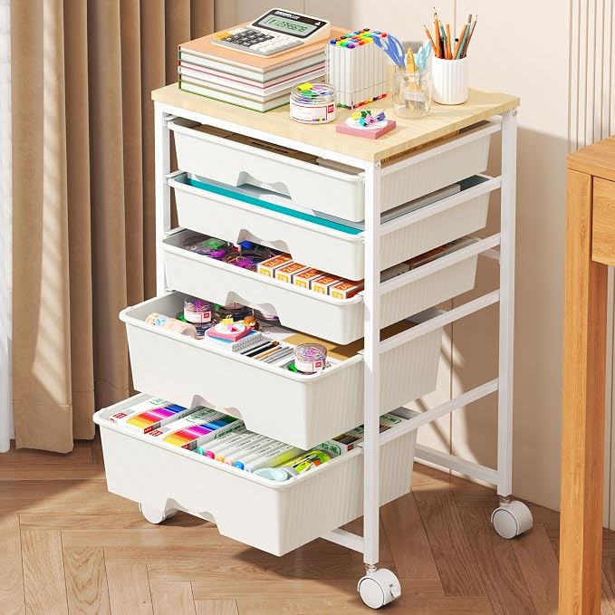 Goovilla Rolling Cart with Drawers, Utility Cart Organizer With 5 Removable by Goovilla