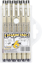 Muchcute 05 Fine Point Writing Pens: 6 Black 0.45mm Thin Micron Pen 05 No Bleed - Image 8